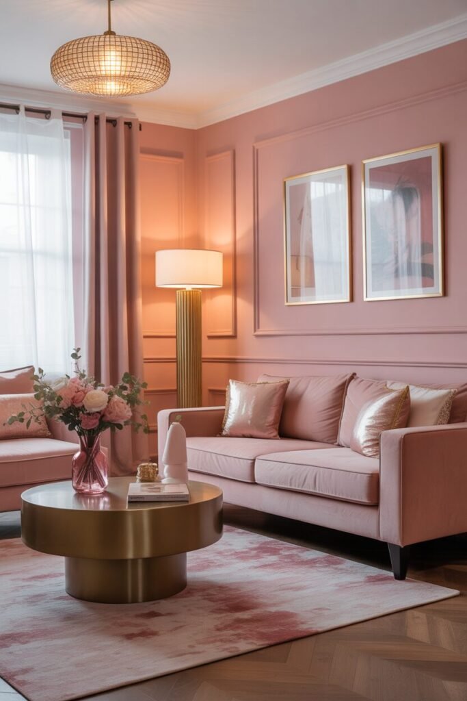 pink living room 7 pink living room with gold accents