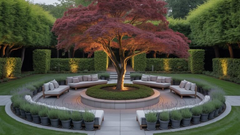 symmetrical backyard garden with circular patio 20 symmetrical backyard garden with circular patio