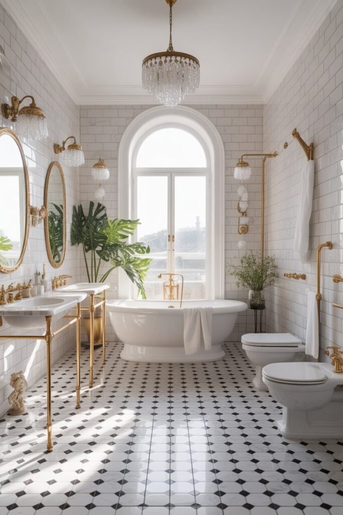 white and golden bathroom 2 White and golden bathroom design