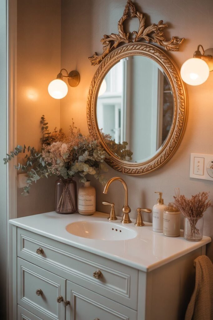 white and golden bathroom 9 White and golden bathroom vanity