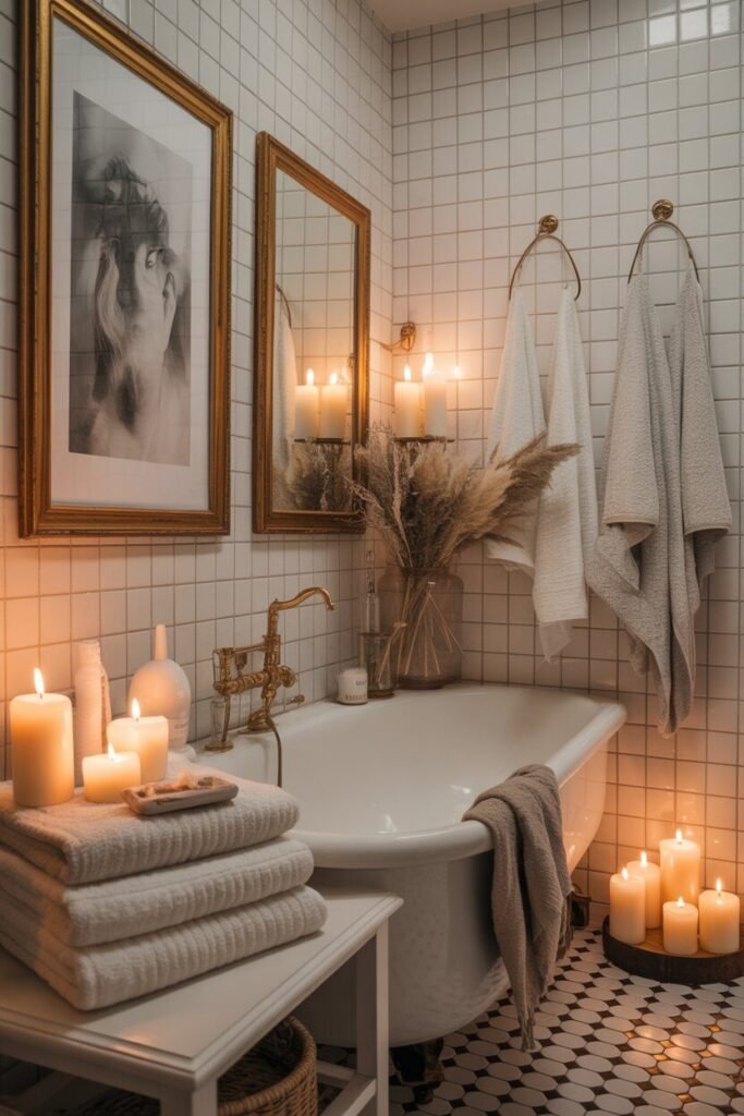 white and golden bathroom 16 White and golden bathroom luxury finish