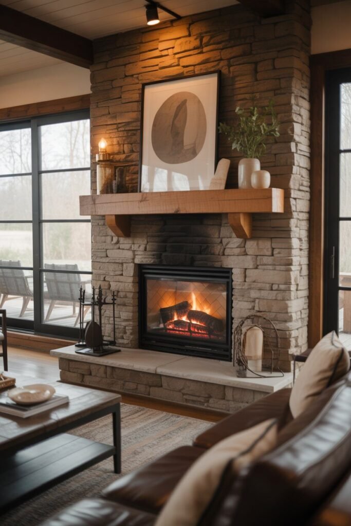 modern rustic living room 3 modern rustic living room stone fireplace