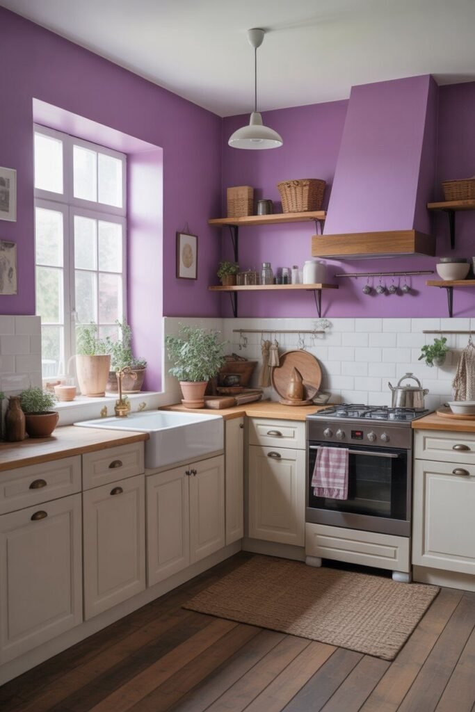purple kitchen 5 Purple kitchen walls with white cabinets