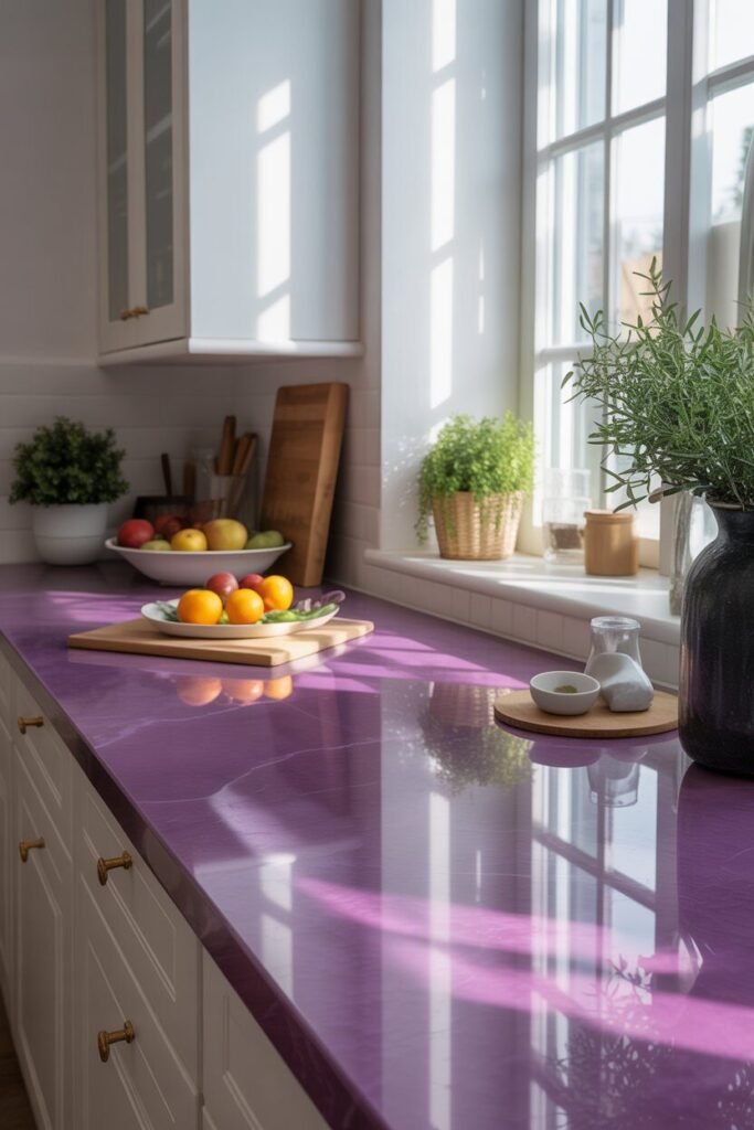 purple kitchen 7 Purple quartz kitchen countertop