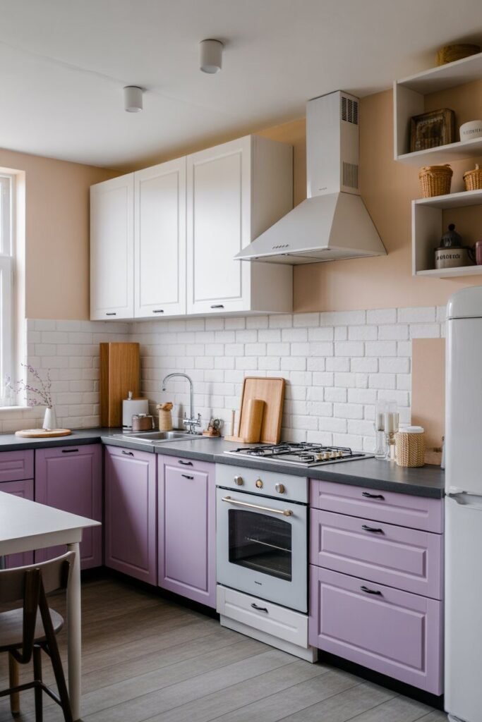 purple kitchen 13 Purple and neutral kitchen design