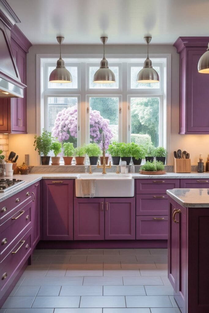 purple kitchen 14 Purple kitchen with metallic accents