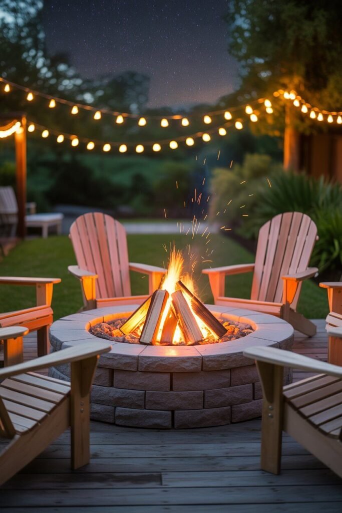 fire pit backyard 15 fire pit backyard with string lights