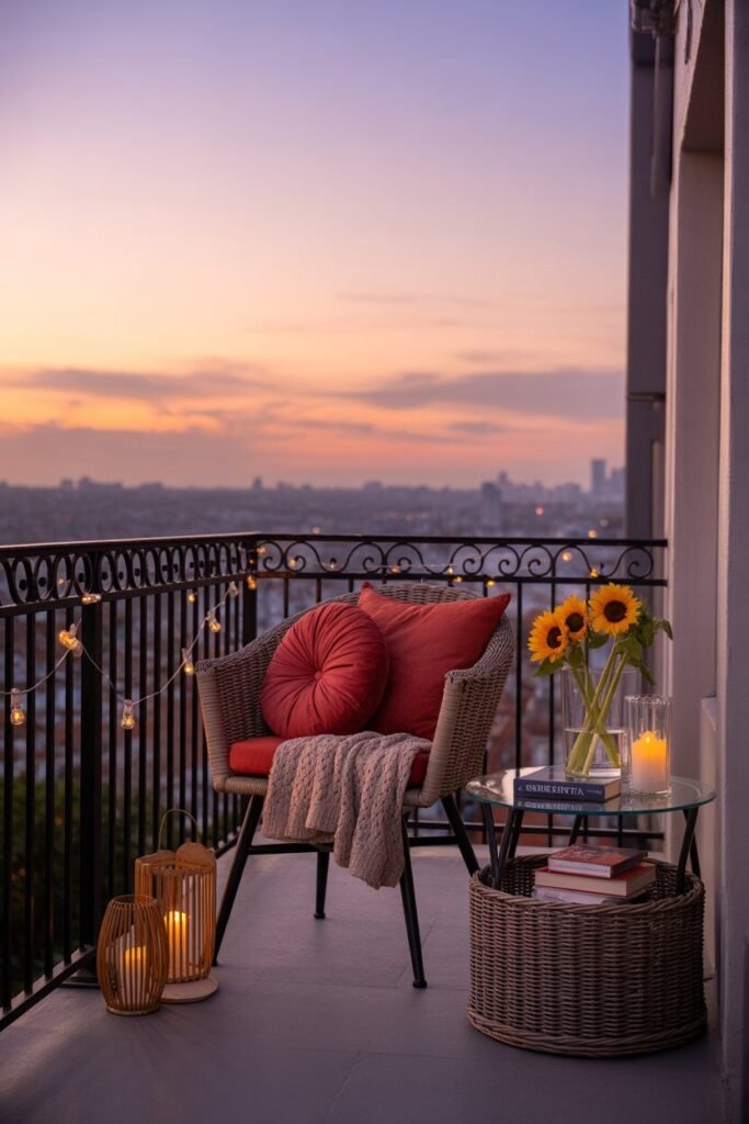 red romantic balcony 2 Cozy red romantic balcony decor