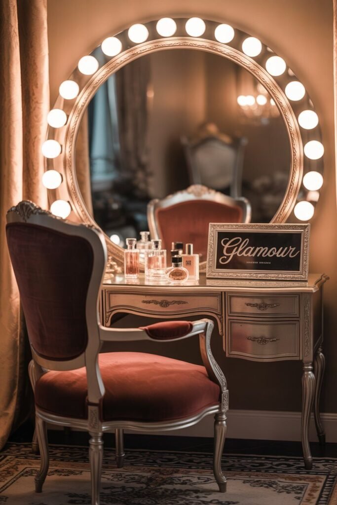 master bedroom vanity 6 Glam Hollywood master bedroom vanity