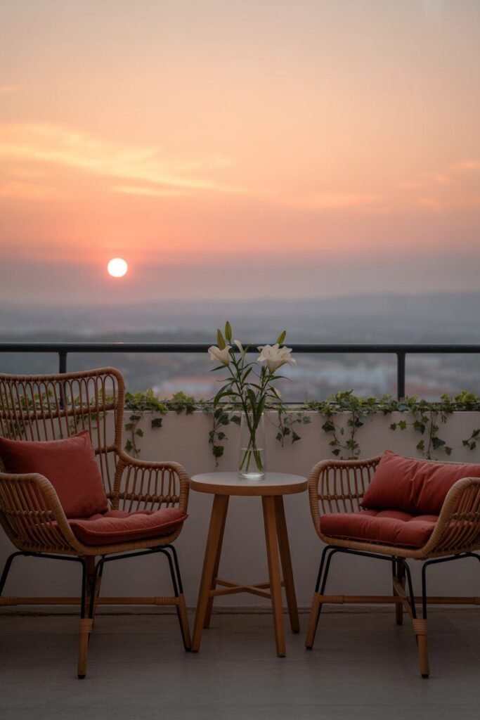 red romantic balcony 4 Red romantic balcony furniture set
