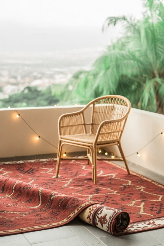 red romantic balcony 7 Red rug in romantic balcony