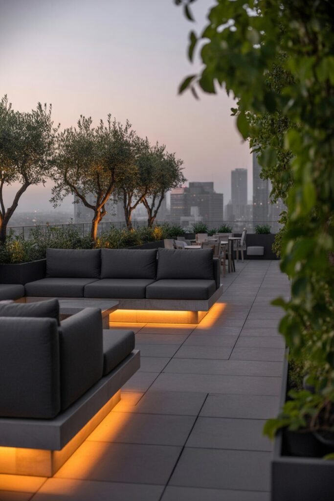 modern rooftop terrace lighting 9 under-bench modern rooftop terrace lighting