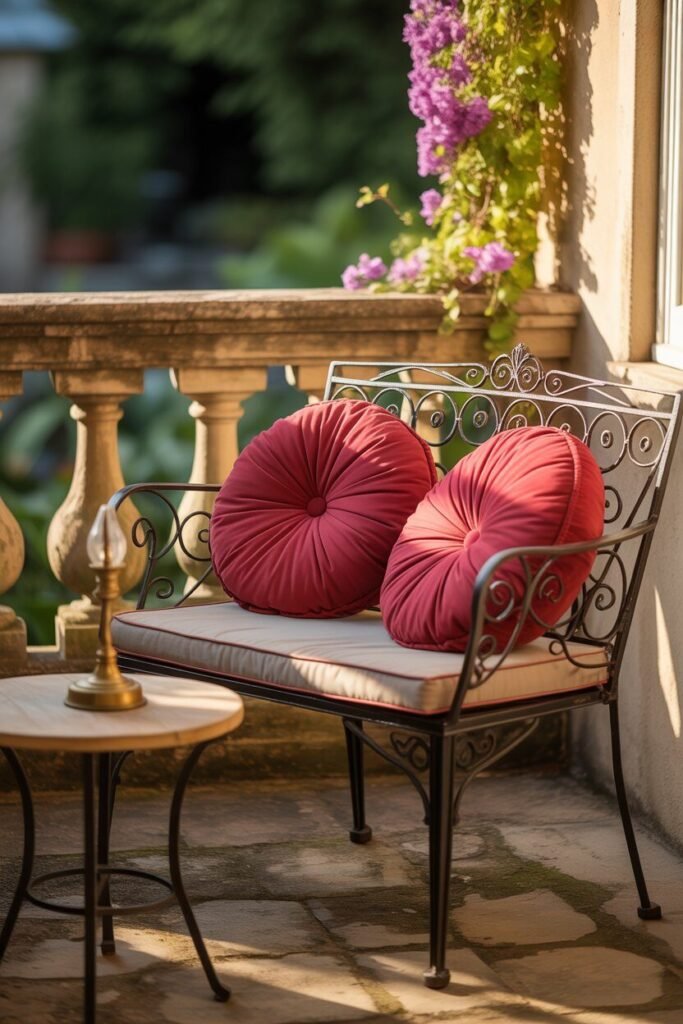red romantic balcony 8 Romantic balcony seating with red