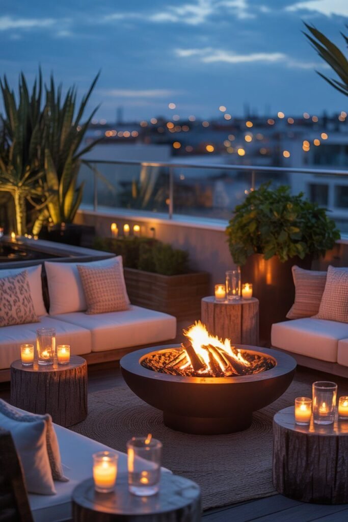 modern rooftop terrace lighting 15 fire pit modern rooftop terrace lighting