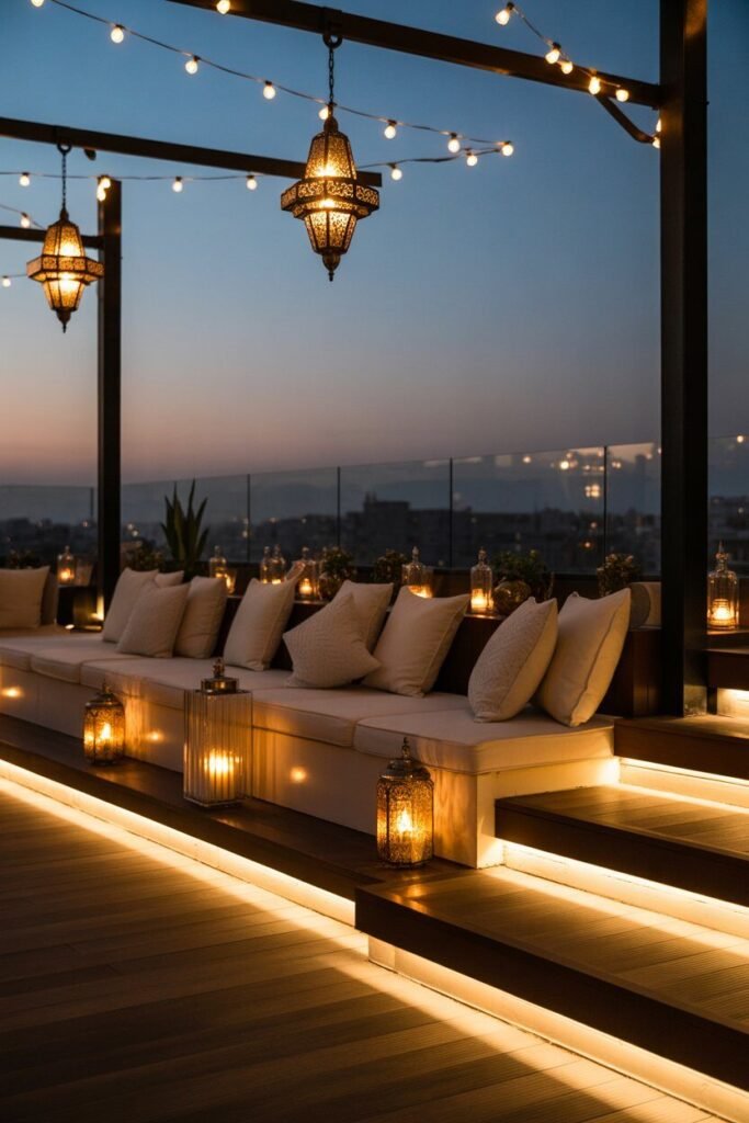 modern rooftop terrace lighting 16 evening glow modern rooftop terrace lighting