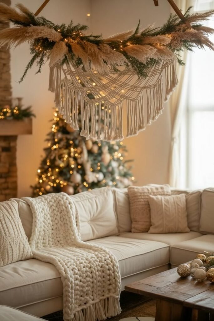 christmas decor ideas 9 Boho Christmas living room decor