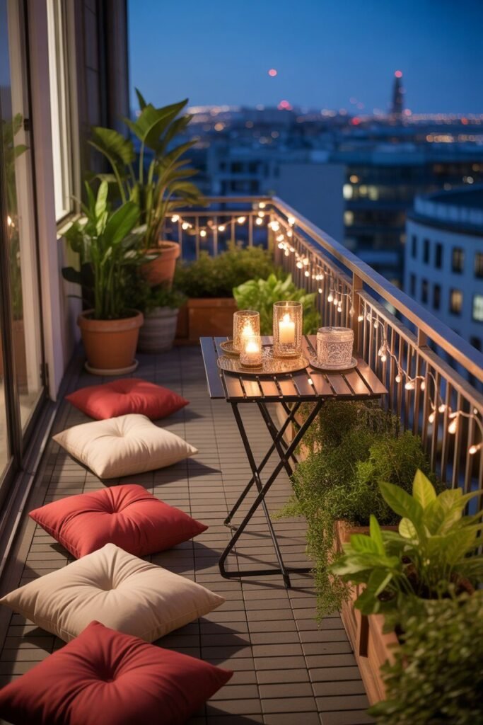 red romantic balcony 16 Fully styled red romantic balcony