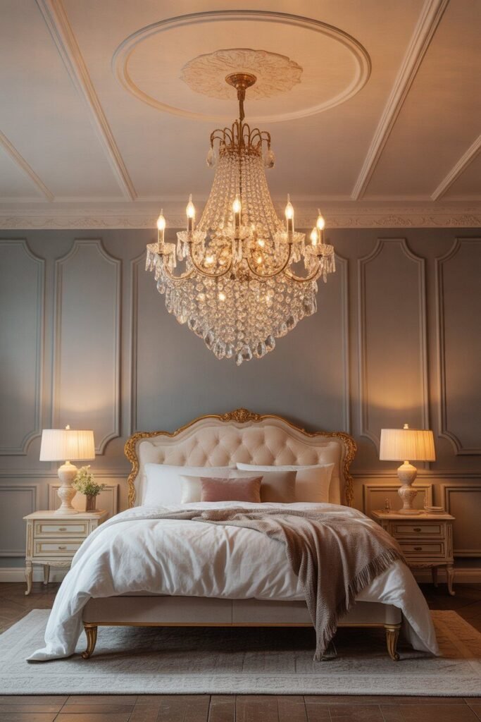 opulent luxury bedroom ideas 6 Opulent chandelier in luxury bedroom