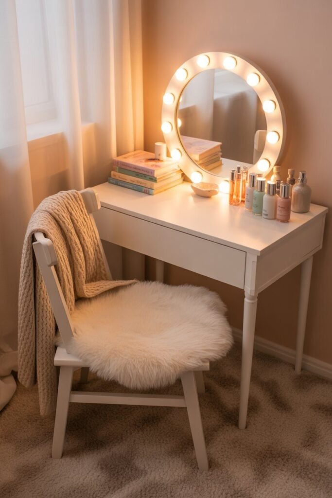 teenagers vanity 2 Teenagers vanity with mirror lights