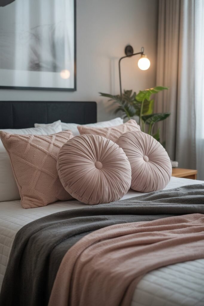 cozy modern bedroom with blush accents 8 Plush bedding cozy modern bedroom