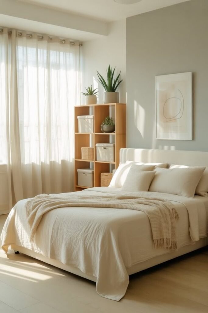cozy modern bedroom with blush accents 15 Organized cozy modern bedroom.