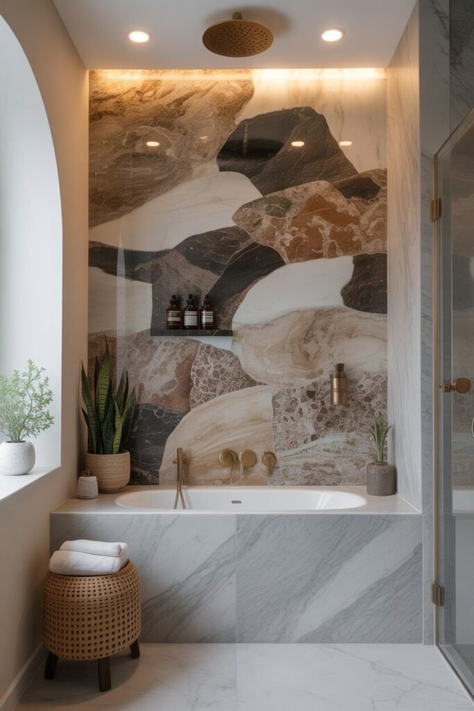 elegant luxury bathroom ideas 2 marble feature wall elegant luxury bathroom ideas