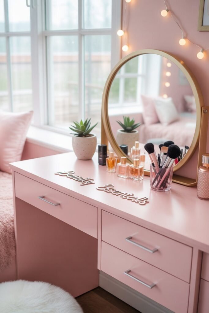 teenagers vanity 10 Pink teenagers vanity design