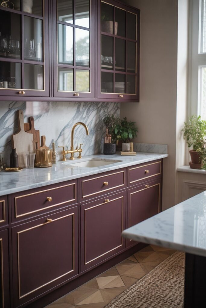 dark purple kitchen and gold accents 6 marble countertop dark purple kitchen