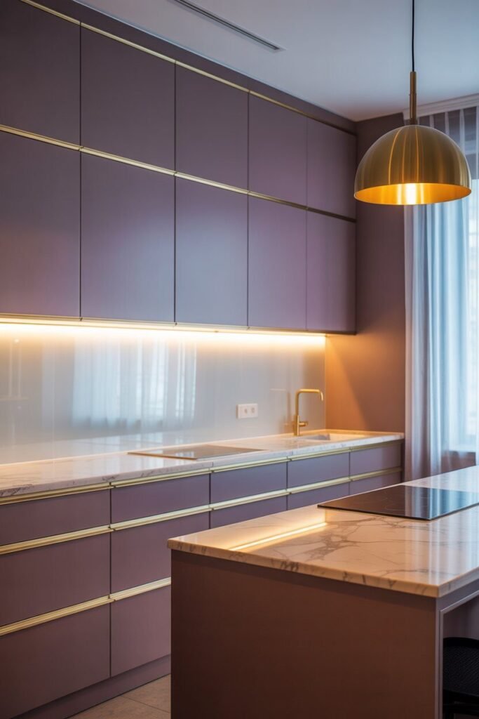dark purple kitchen and gold accents 12 textured surfaces purple gold kitchen