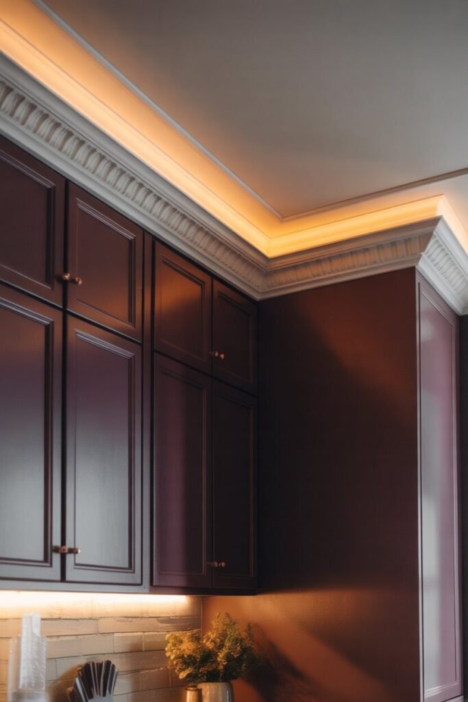 dark purple kitchen and gold accents 13 ceiling molding gold purple kitchen