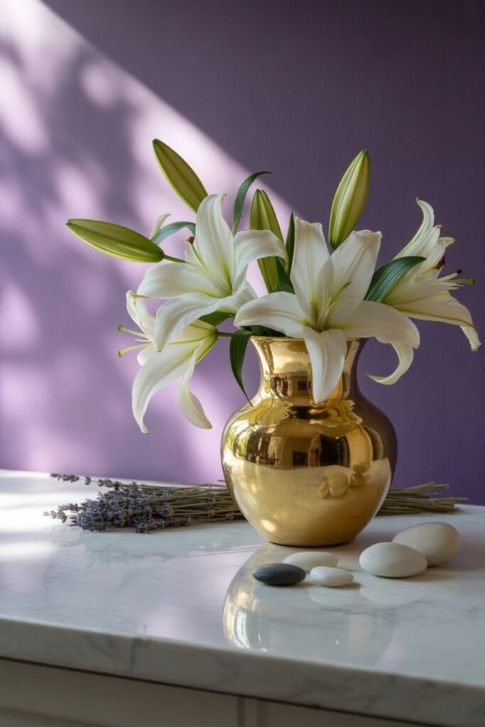 dark purple kitchen and gold accents 14 gold accessories purple kitchen
