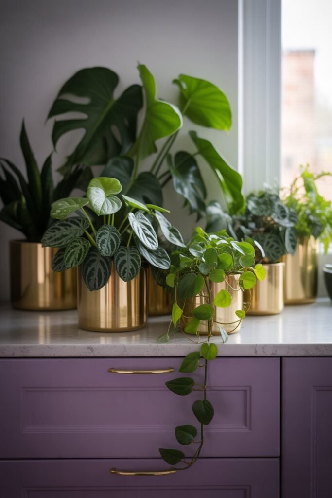 dark purple kitchen and gold accents 15 plants purple gold kitchen