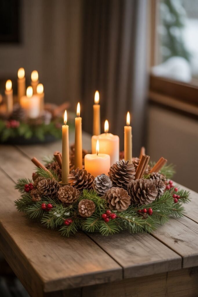 cozy rustic Christmas living room 8 rustic Christmas centerpiece natural elements