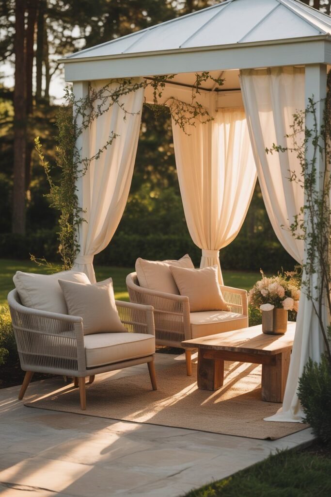 Modern luxury garden pathway with white gazebo 8 seating near modern white gazebo