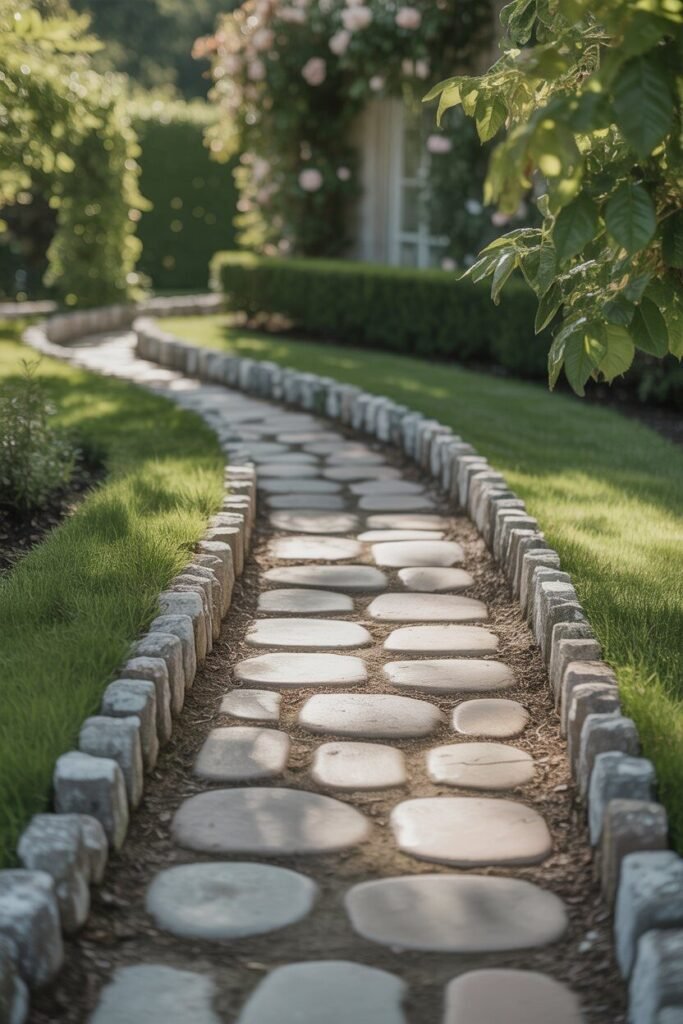 Modern luxury garden pathway with white gazebo 13 stone edging modern garden pathway