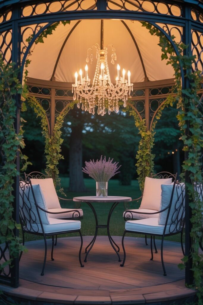 Modern luxury garden pathway with white gazebo 14 gazebo lighting modern luxury garden