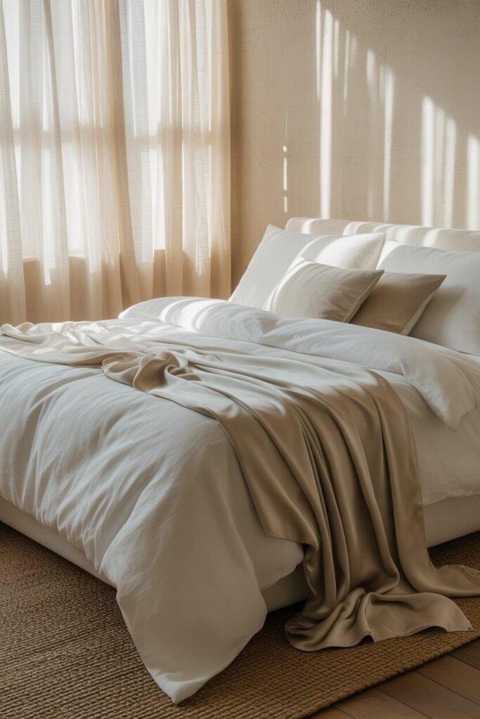 luxe bedroom ideas 4 Layered bedding for luxe bedroom ideas.