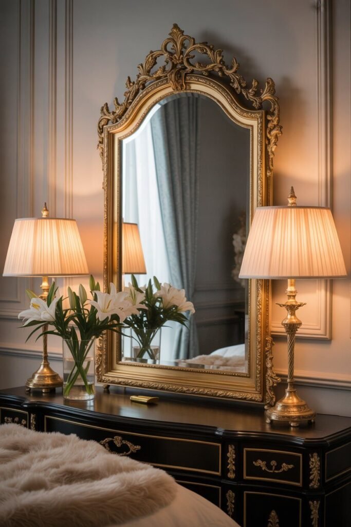 luxe bedroom ideas 6 Gold accents in luxe bedroom ideas.