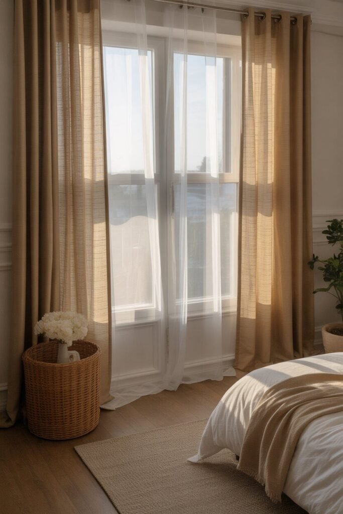 luxe bedroom ideas 13 Layered curtains luxe bedroom ideas.
