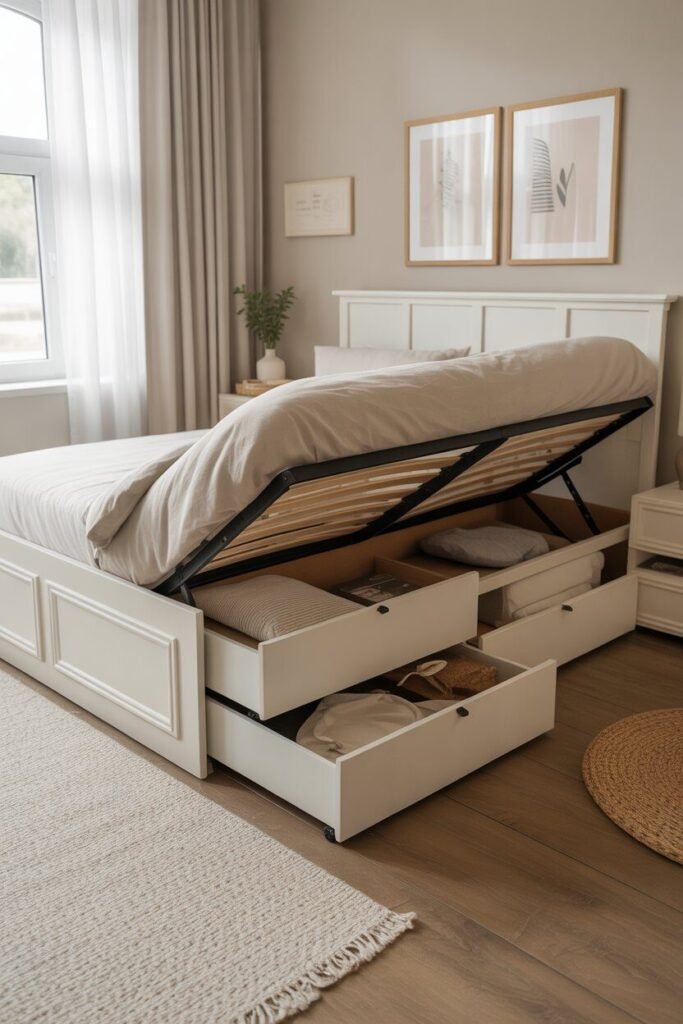 luxe bedroom ideas 20 Hidden storage luxe bedroom ideas.
