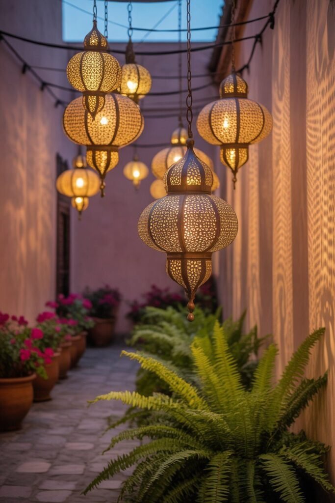 Vibrant boho outdoor lounge 4 colorful lanterns vibrant boho outdoor lounge.