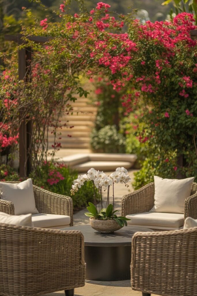 Vibrant boho outdoor lounge 6 pink flowers vibrant boho outdoor lounge.