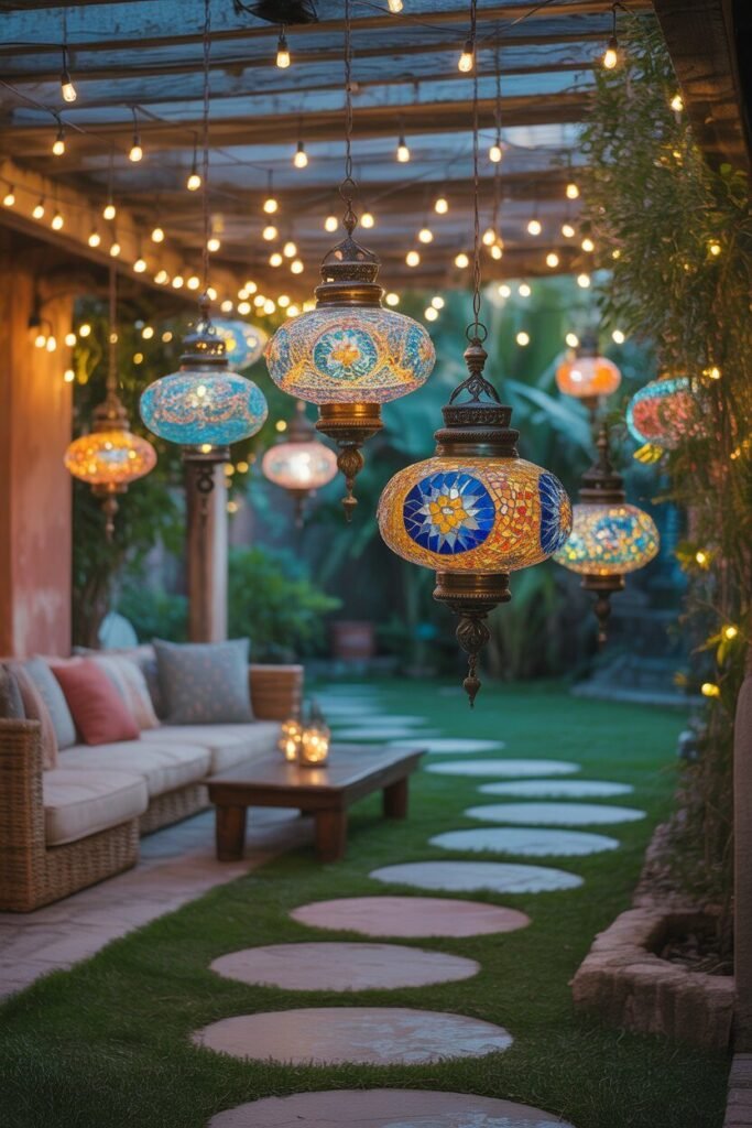 Vibrant boho outdoor lounge 7 mosaic lighting vibrant boho outdoor lounge.