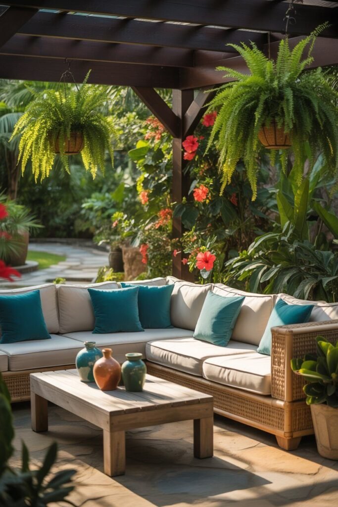 Vibrant boho outdoor lounge 13 greenery vibrant boho outdoor lounge.