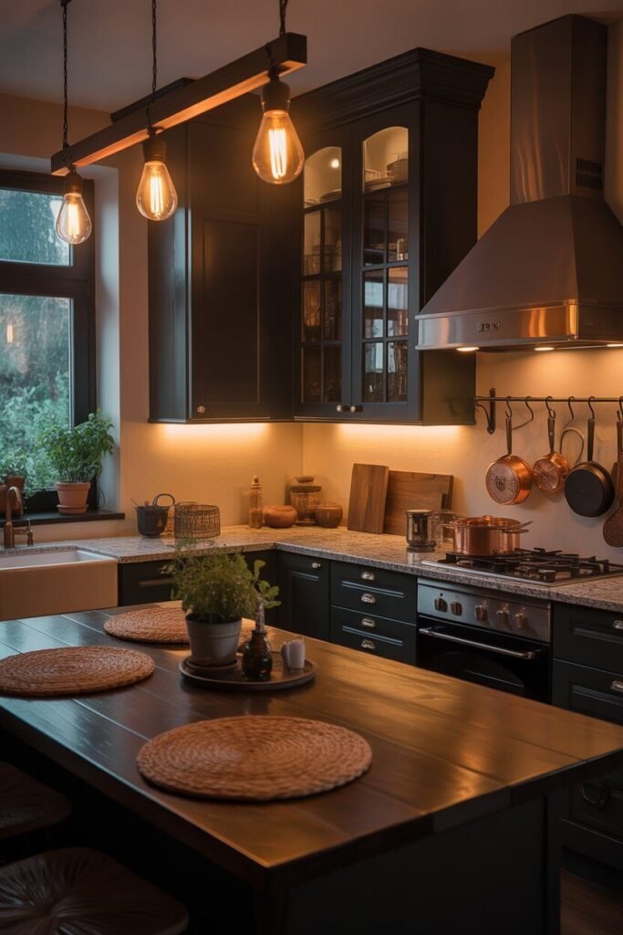 Dark kitchen ideas 17 cozy lighting dark kitchen ideas.