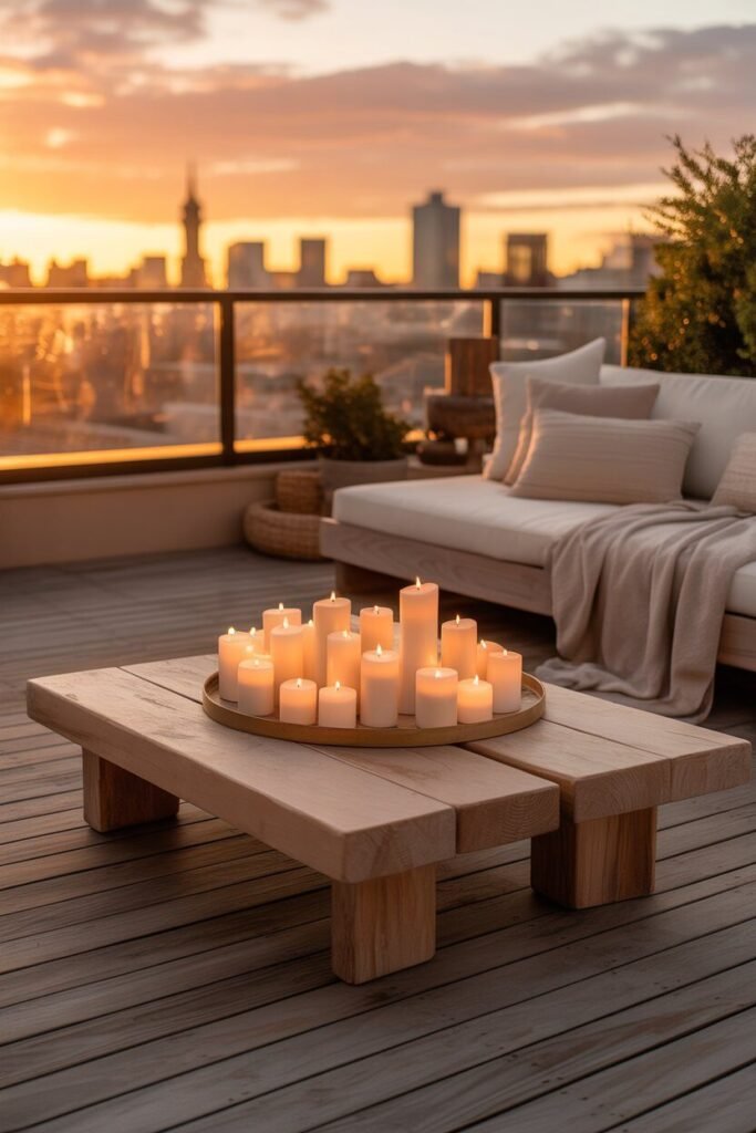 Luxurious rooftop terrace ideas 8 Candlelit rooftop terrace setup.