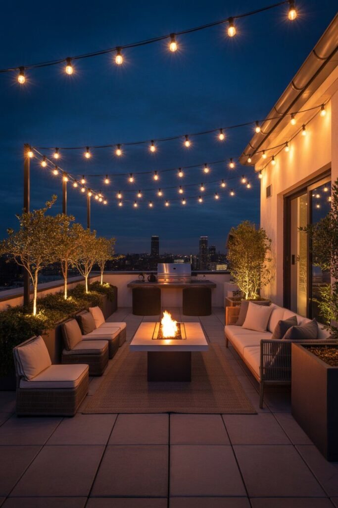 Luxurious rooftop terrace ideas 16 Ambient lighting rooftop terrace.
