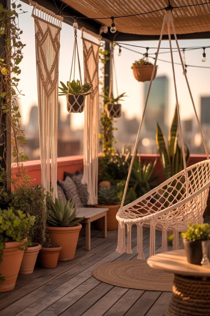 Luxurious rooftop terrace ideas 18 Boho-modern rooftop terrace idea.