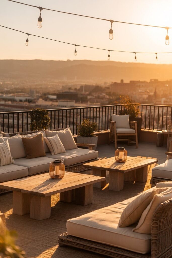 Luxurious rooftop terrace ideas 19 Golden hour luxurious rooftop terrace.