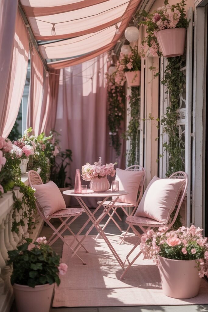 pink balcony aesthetic color palette
